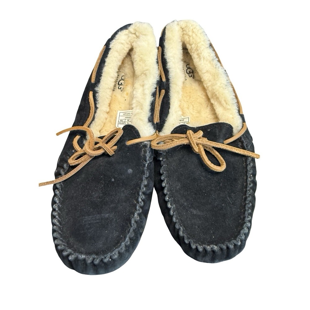 UGG Australia Womens Dakota 5612 Black Suede Slip On‎ Moccasin Slippers Size 8
